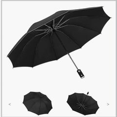 Automatic Umbrella with LED Light & Reflective Safety Stripe - Reverse Folding Design