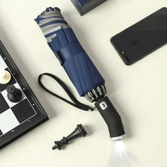 Automatic Umbrella with LED Light & Reflective Safety Stripe - Reverse Folding Design