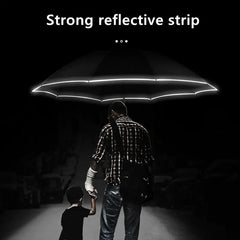 Automatic Umbrella with LED Light & Reflective Safety Stripe - Reverse Folding Design